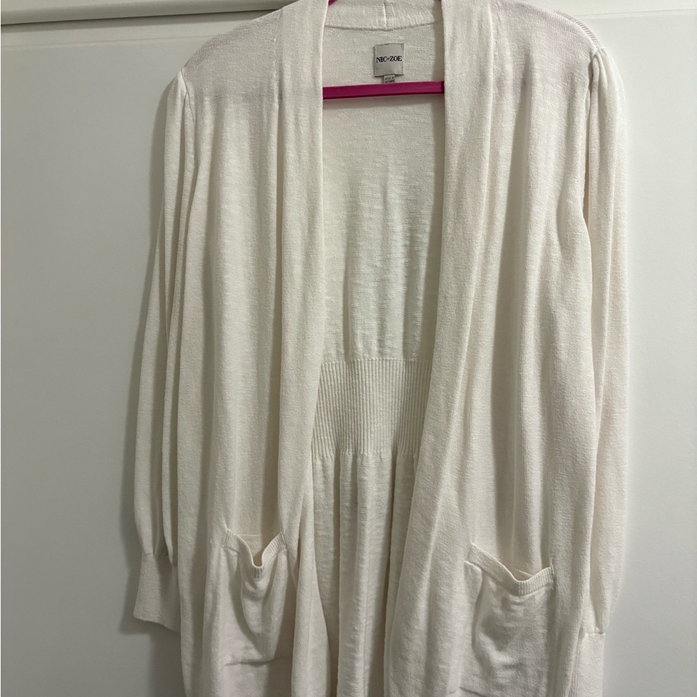 NIC+ZOE Cream Open-Front Knit Cardigan
